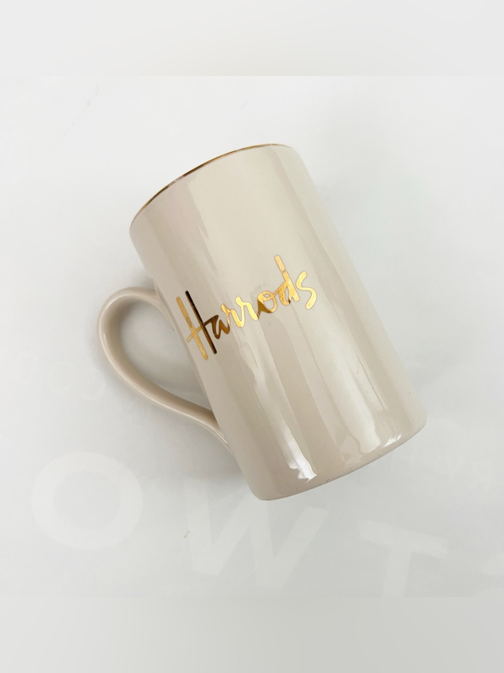 Vintage Harrods Gold and Cream Porcelain Coffee Tea Mug